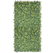Perete vegetal artificial cu diferite forme de frunze pentru protecție vizuală.