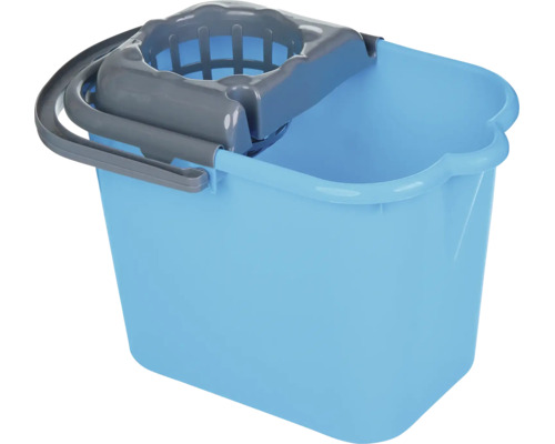 Găleată albastră din plastic cu storcător gri și mâner