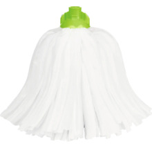 Rezervă cap mop cu benzi textile albe și racord din plastic verde