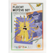 Set de motive de împletit Folia Safari pentru copii cu 225 de piese în format DIN A4 pentru animale precum leul și gorila. Folia Logo.