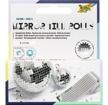 Rolă de mozaic autoadeziv din oglindă, sticlă, 5 pe 5 milimetri, 3200 bucăți, Folia Bringmann Logo.