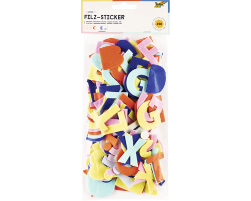 Logo folia BRINGMANN. Pachet cu 190 de autocolante colorate din pâslă sub formă de litere pentru activități de artizanat.