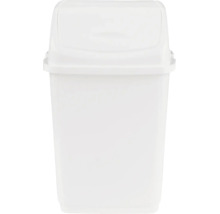 Coș de gunoi alb din plastic cu capac batant.