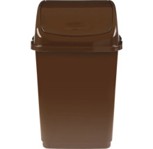 Coș de gunoi din plastic maro cu capac batant.
