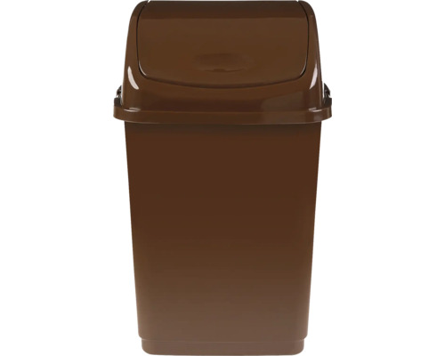 Coș de gunoi din plastic maro cu capac batant.