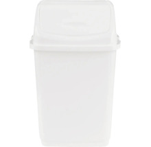 Coș de gunoi alb din plastic cu capac batant.