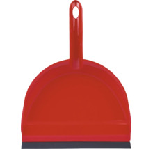 Făraș roșu din plastic cu margine de cauciuc și orificiu pentru agățare.