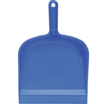 Făraș albastru din plastic cu mâner scurt și orificiu pentru agățat.