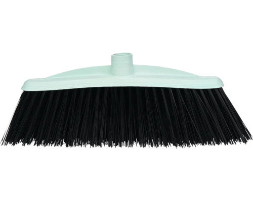 Cap de mătură din plastic cu peri negri.
