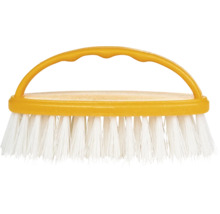 Perie de spălat din plastic cu mâner tip etrier și peri albi.