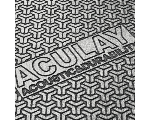Izolație fonică structurată Aculay cu textul gravat Acoustic și Durability.