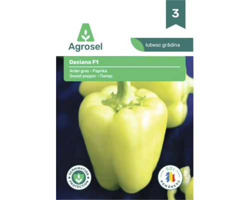 Semințe de ardei gras Daciana F1 Agrosel, soi românesc cu protecție la germinare.