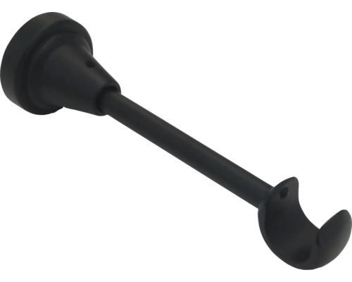 Suport pentru tija de perdea din metal negru pentru montare pe perete, simplu.