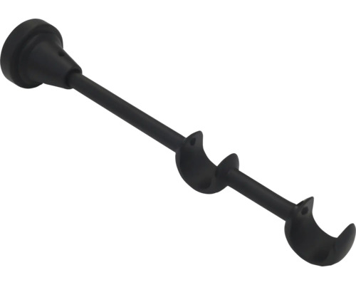 Suport dublu negru pentru galerie perdele din metal cu montare pe perete.