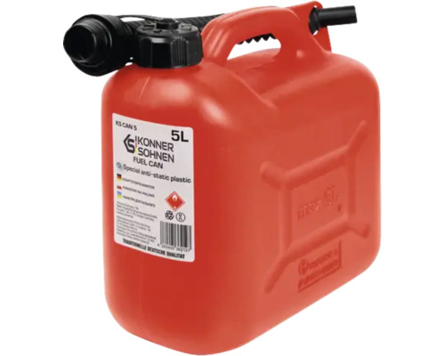 Canistră pentru combustibil Könner und Söhnen din plastic antistatic, capacitate 5 litri, inclusiv cioc de turnare.