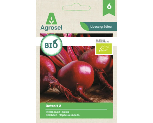 Agrosel Logo, semințe ecologice de sfeclă roșie Detroit 2 cu sigla Uniunii Europene pentru produse ecologice.