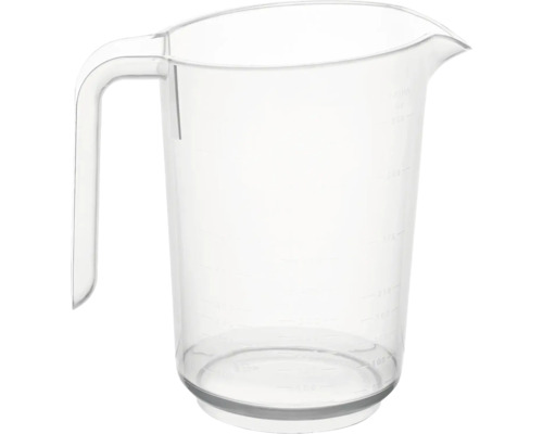 Cană gradată din plastic cu mâner, scală și cioc de turnare