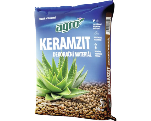 Sac cu Agro Keramzit, material decorativ pentru plante și hidroponie, 5 litri, granulație 8 până la 16 milimetri.