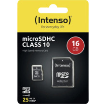 Card de memorie Intenso micro Secure Digital High Capacity 16 Gigaocteți Clasa 10 cu adaptor Secure Digital inclus