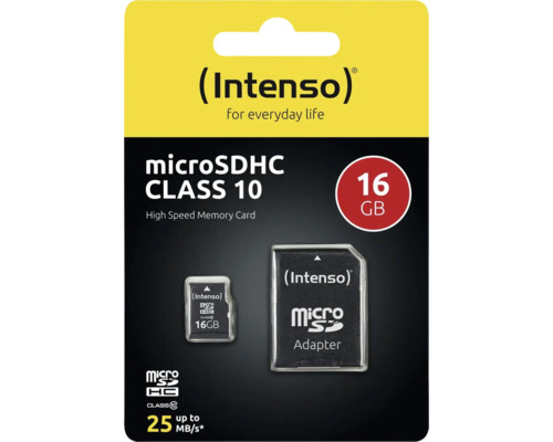 Card de memorie Intenso micro Secure Digital High Capacity 16 Gigaocteți Clasa 10 cu adaptor Secure Digital inclus