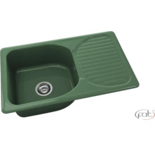Chiuvetă încorporată cu o cuvă și picurător, verde, Fat Logo