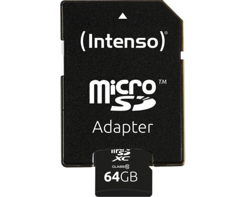 Card de memorie Intenso Micro SDXC 64 Gigaocteți inclusiv adaptor, Clasa 10