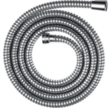Furtun de duș flexibil din metal cu racorduri cromate.