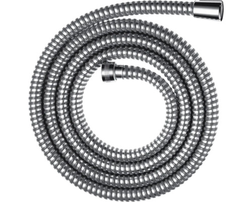 Furtun de duș flexibil din metal cu racorduri cromate.
