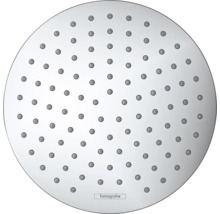 Pară de duș fixă hansgrohe rotundă cu numeroase duze. hansgrohe Logo.