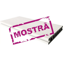 Mostră de placă de terasă din lemn compozit cu profil alveolar și structură de lemn.