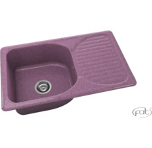 Chiuvetă încorporabilă din material compozit violet cu o cuvă și picurător.