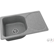 Chiuvetă încorporabilă din compozit de granit cu o cuvă și picurător în gri, fat Logo