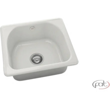 Chiuvetă de bucătărie încastrabilă din ceramică cu o cuvă, preaplin și scurgere.