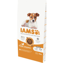 Hrană pentru căței IAMS pentru câini de talie mică și medie cu pui proaspăt, unu până la doisprezece luni, doisprezece kilograme.