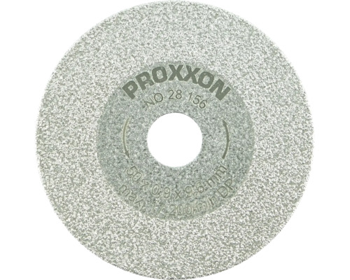 Disc diamantat de debitare Proxxon NO 28 156, diametru 50 mm, grosime 0,9 mm, alezaj 9,6 mm, maxim 17200 rotații pe minut.