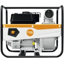 Motopompă Stihl pe benzină cu cadru metalic și Stihl Logo.