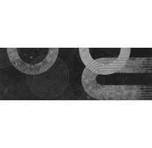 Tapet modern din vlies cu model geometric abstract cu cercuri și linii suprapuse în aspect de beton pentru decorarea industrială a pereților.