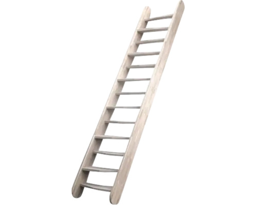 Scară rezemătoare din lemn cu trepte plate.