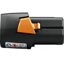 Acumulator litiu-ion Stihl AS 2 pentru unelte de grădină în negru și portocaliu.