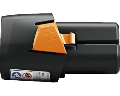 Acumulator litiu-ion Stihl AS 2 pentru unelte de grădină în negru și portocaliu.