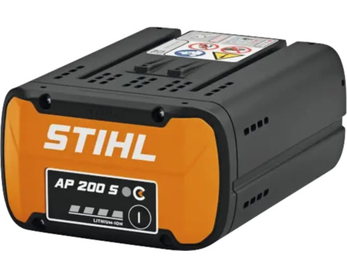Acumulator litiu-ion Stihl AP 200 S cu indicator de nivel de încărcare pentru unelte de grădină cu acumulator.