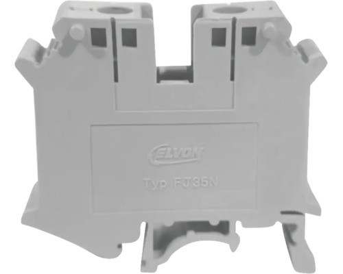 Clemă de șir gri Elvon tip FJ35N din plastic pentru instalații electrice.