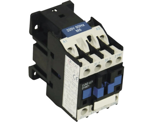 Contactor Elvon CJX2-LC1 D1801, 220 Volți, 50 Hertzi, carcasă din plastic pentru montare pe șină DIN.