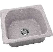 Chiuvetă de bucătărie încorporabilă din material compozit, cu o cuvă, preaplin și ventil cu sită.