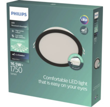 Spot LED încastrat Philips Meson pe negru, 16,5 Watt, 1750 lumeni, lumină albă rece 4000 Kelvin, tehnologie EyeComfort pentru confortul ochilor.