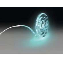 Bandă LED Philips cu Philips Logo, flexibilă, luminoasă, cu cablu de alimentare și bandă adezivă cu 3M Logo pe spate.