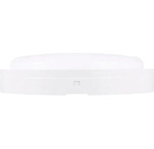 Plafonieră LED rotundă și plată din plastic alb pentru montare pe perete sau tavan.