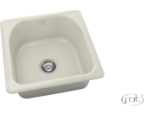 Chiuvetă încorporabilă pătrată din material compozit cu set de scurgere și preplin.