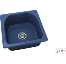 Chiuvetă albastră încastrată din material compozit, pătrată cu o cuvă, inclusiv garnitură de scurgere și preaplin.