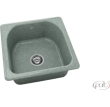 Chiuvetă de bucătărie încorporabilă din compozit de granit cu o cuvă, scurgere și preaplin. fat Logo.